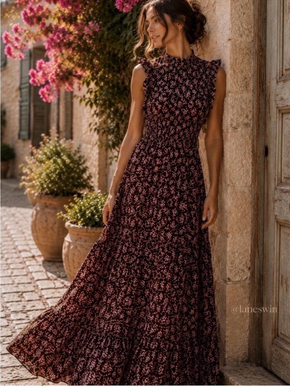 Beautiful Fall Caroline Constas Floral Maxi Dress!
